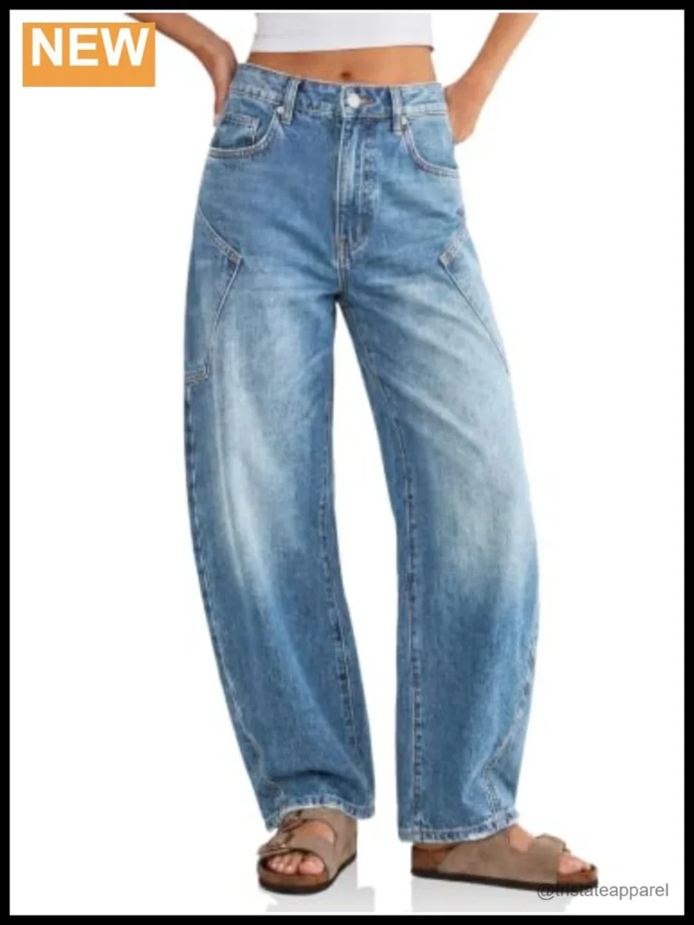 Baggy Barrel Jeans Raw High Waisted Wide Leg Denim Pants